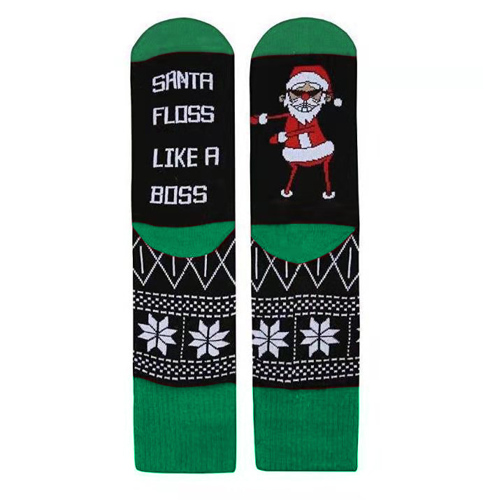 Santa Floss Like A Boss Christmas Socks AB Sock Mismatched Novelty Socks